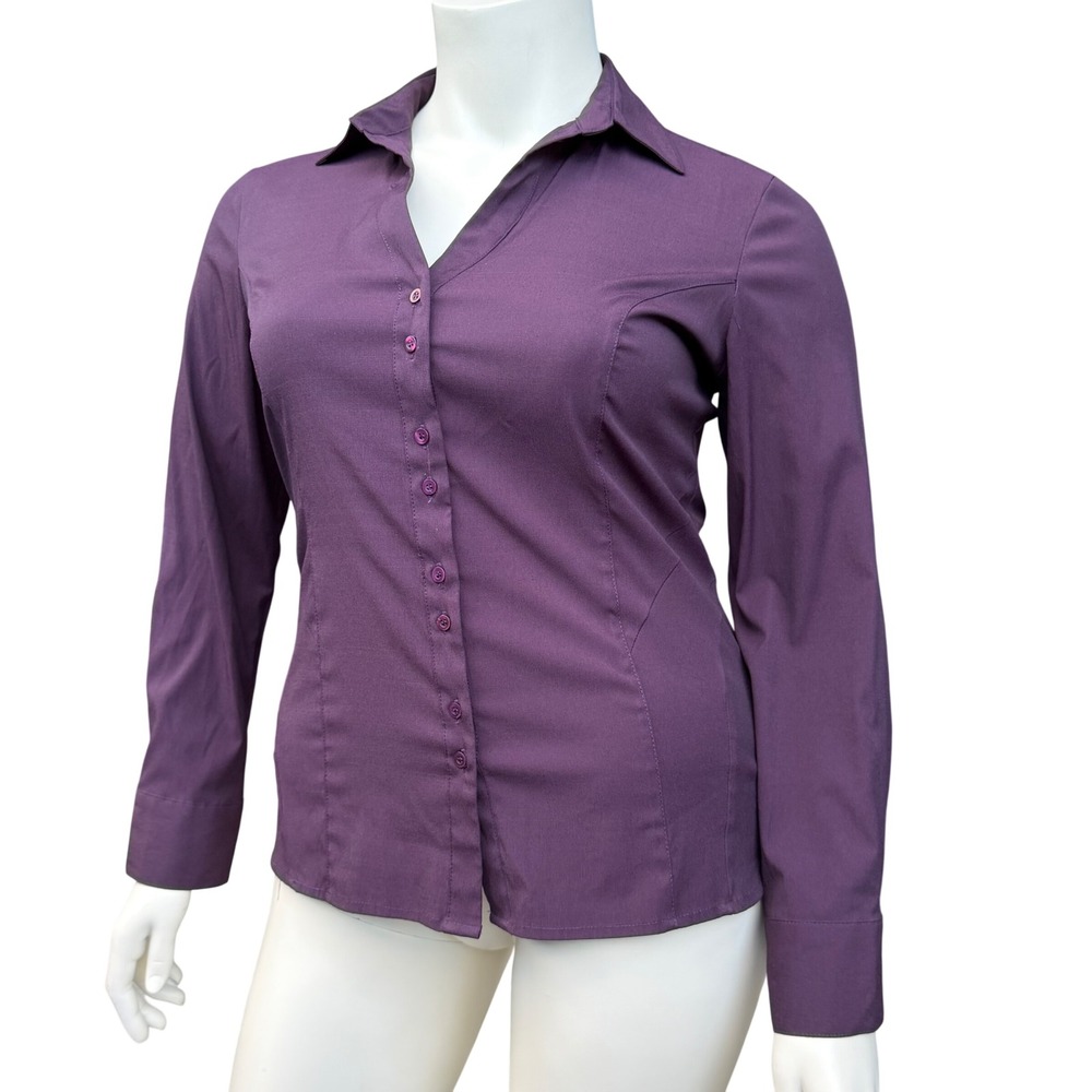 Ricki's Purple Button Down Blouse Long Sleeve Office Siren Dark Academia‎ Sz 12